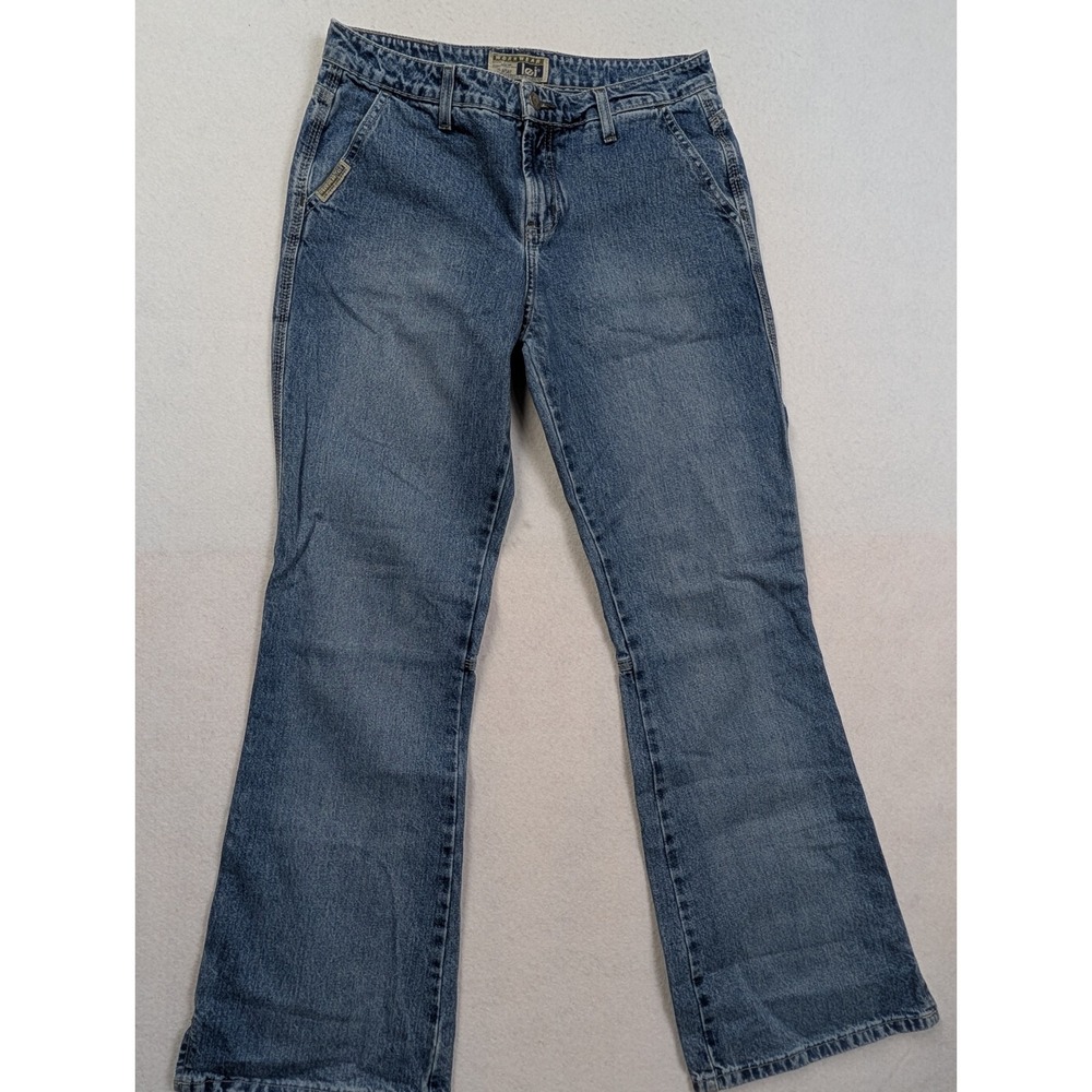 LEI Womens Flare Jeans Size 9 Y2K Workwear Utility Medium Wash
